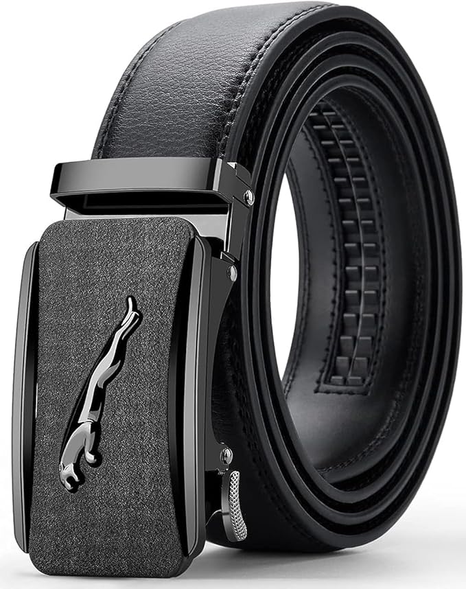 CALVIX ATELIER black auto-lock ratchet belt with gunmetal buckle